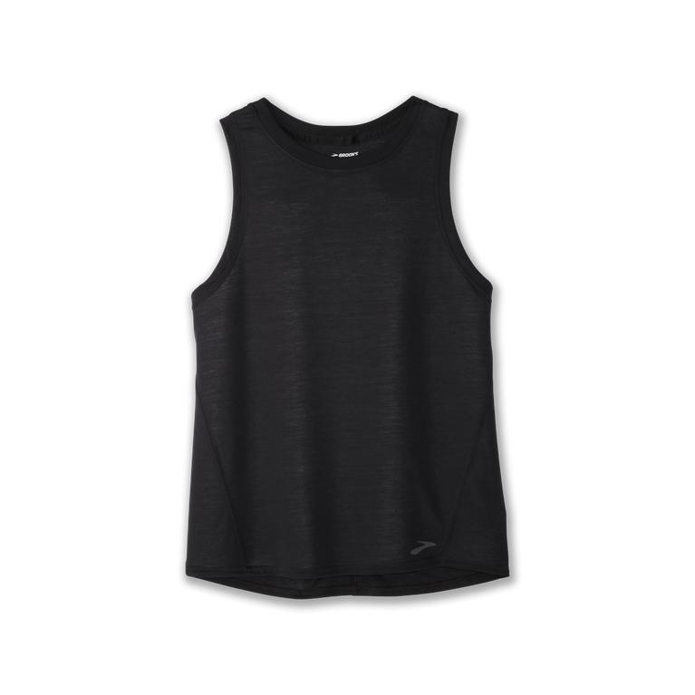 Brooks Women's DISTANCE Running Tank Top - Black - Canada (KHRGN-5894)